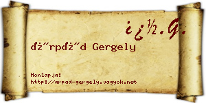 Árpád Gergely névjegykártya